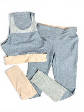 Outdoor Voices Set Blue Peach Colorblock Sports Bra Leggings Small